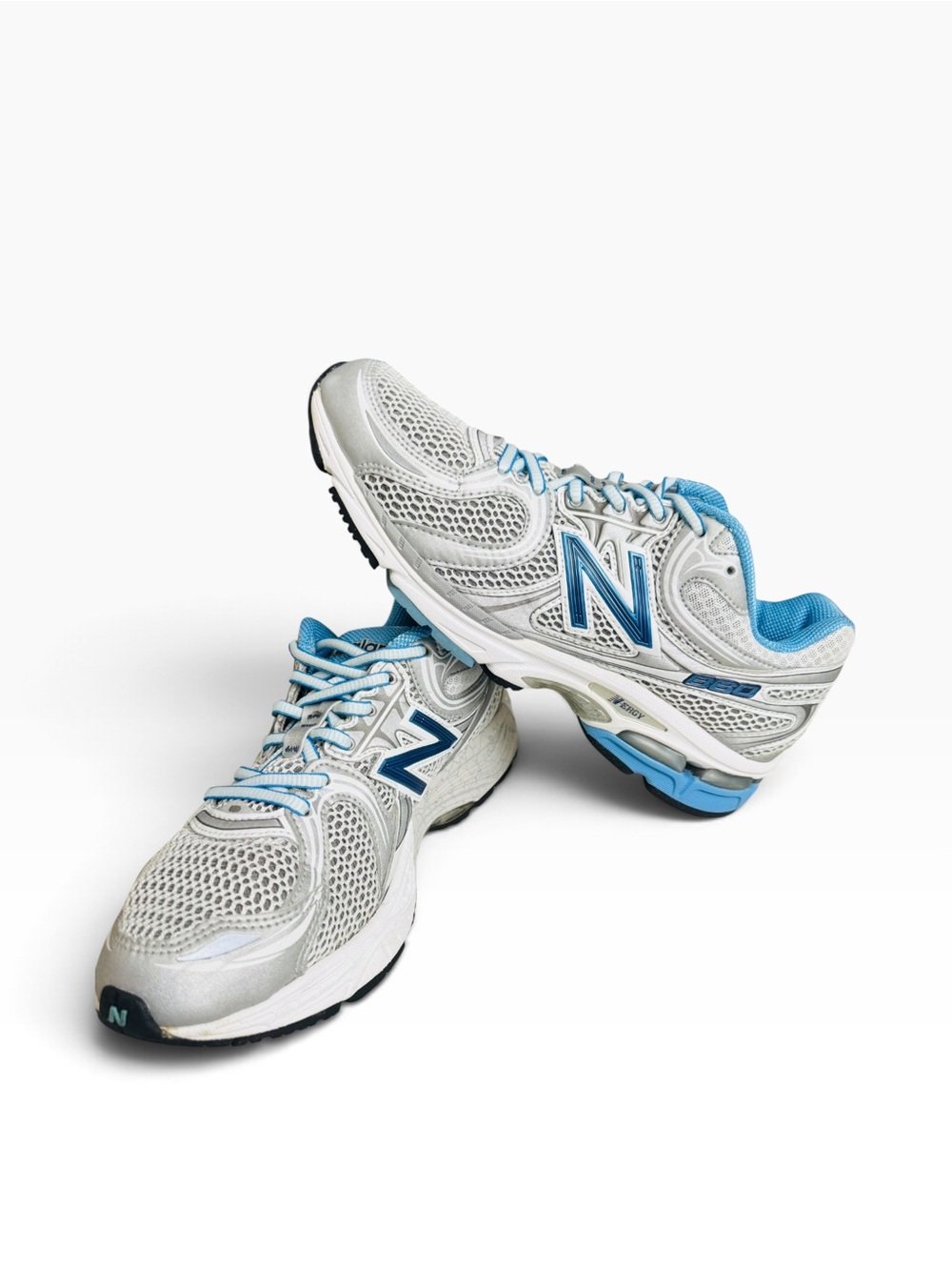 New Balance Women’s White and Light Blue Mesh Running Sneakers